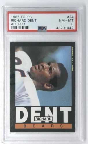 1985 Topps Football #24 Richard Dent Chicago Bears Super Bowl Champions PSA 8