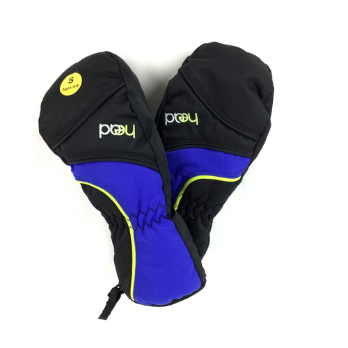 New HEAD JR SKI MITTEN Youth Size S BLACK / BLUE / NEON YELLOW