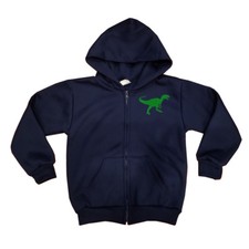 Kid Youth size Dinosaur Tyrannosaurus T-Rex Jacket zip up zipper Hoodie NAVY