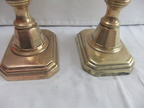 Antique Pair GEORGIAN BRASS CANDLESTICKS 26 x 10 x 9 cm - Picture 5 of 8