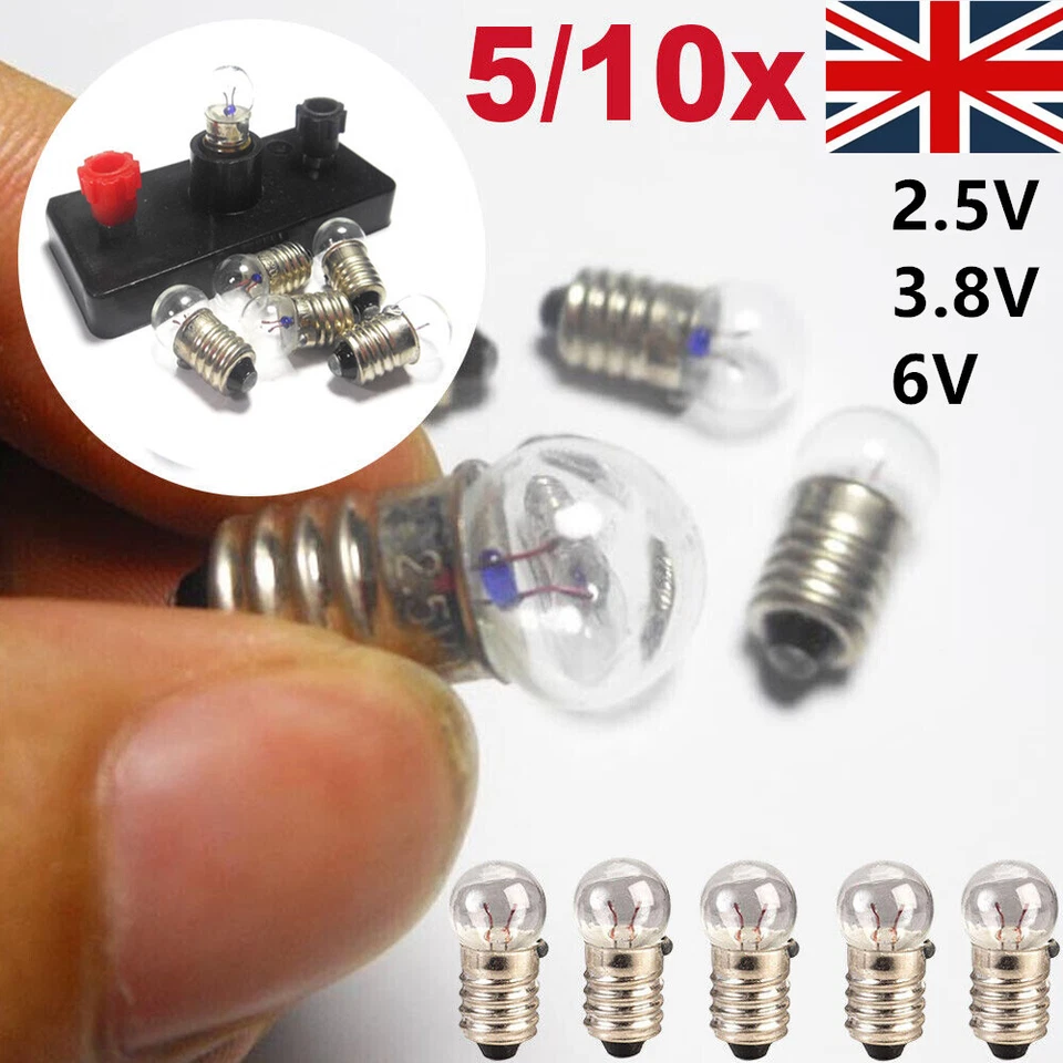5-10Pcs Screw Base E10 Lamp Bulb 11mm Diameter Choose Voltage 1.5V-12V - Image 2 of 4