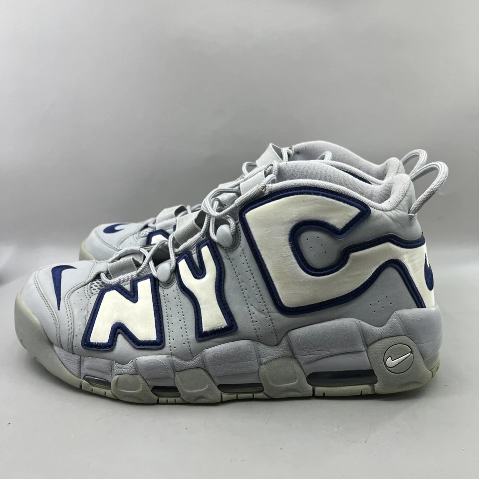 Nike Air More Uptempo QS NYC Sneakers Men Size 14 Gray Basketball Mid Top Shoes - Image 3 of 4