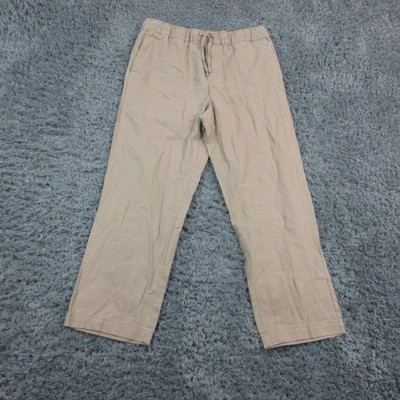 The Commons Pants Womens Medium Beige Relaxed Ramie Cotton Drawstring 30x26* NWT