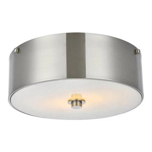 Living District Hazen 2-Light Metal Flush Mount in Burnished Nickel/White - Picture 1 of 5