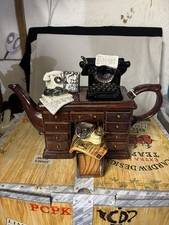 Vintage Paul Cardew  Large Teapot Crime Writers Desk  , Limited Edition