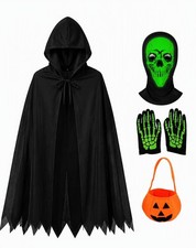 Glow in the Dark Skeleton Halloween Costume for X-Large 10-12 yrs , Black
