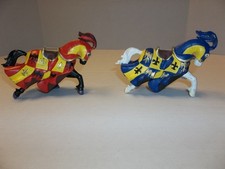 2 Papo Fluer De Lis Horses Blue/Yellow Red/Yellow