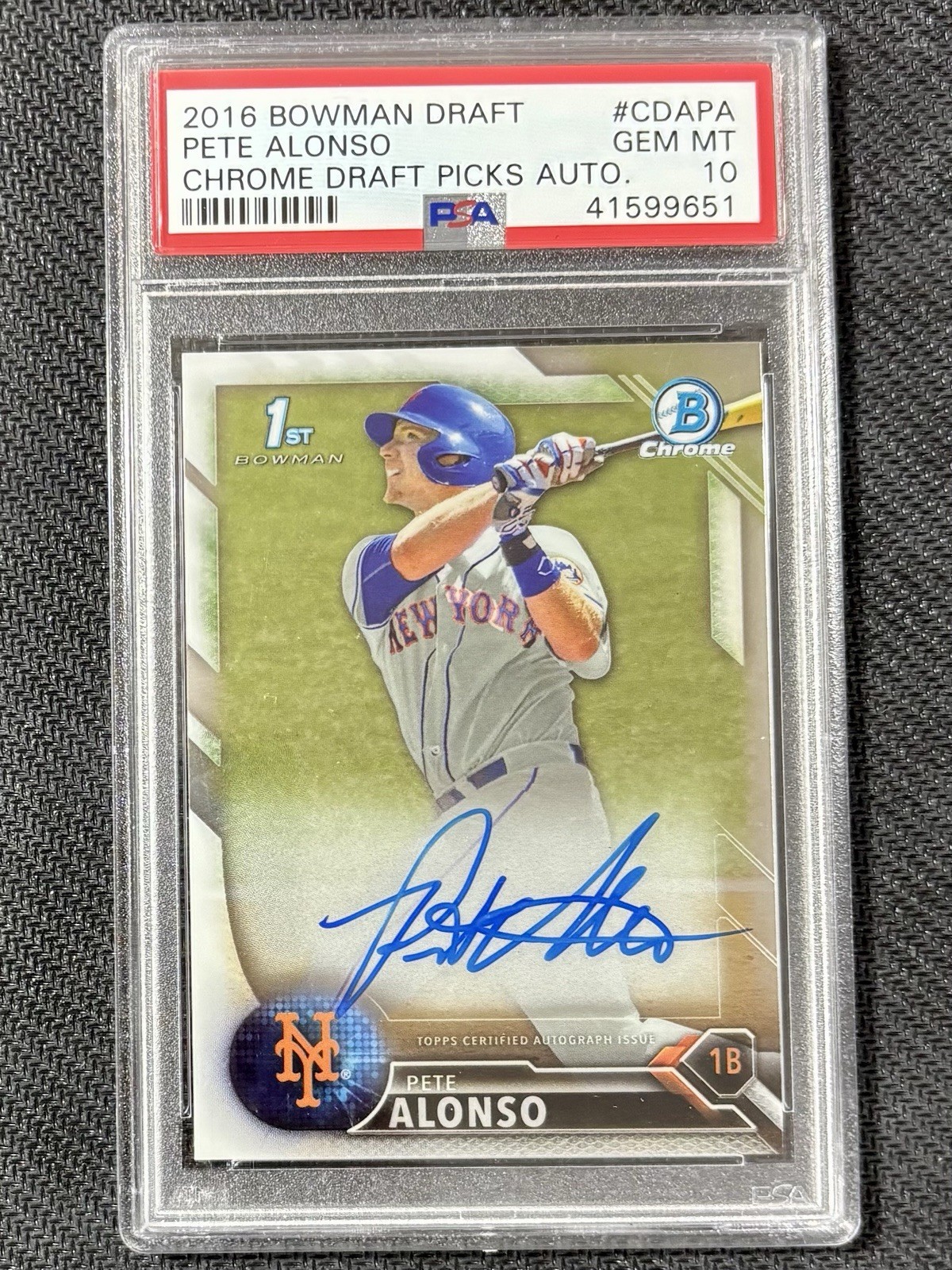 2016 Bowman Draft Chrome #CDA-PA Pete Alonso Auto PSA 10
