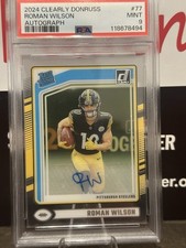 2024 Clearly Donruss Roman Wilson * Rated Rookie * Auto Steelers Color Match PSA