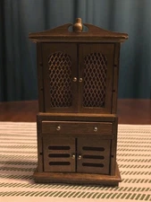 Concord Miniature Vintage Mesh Door Hutch Cabinet Doll House Furniture