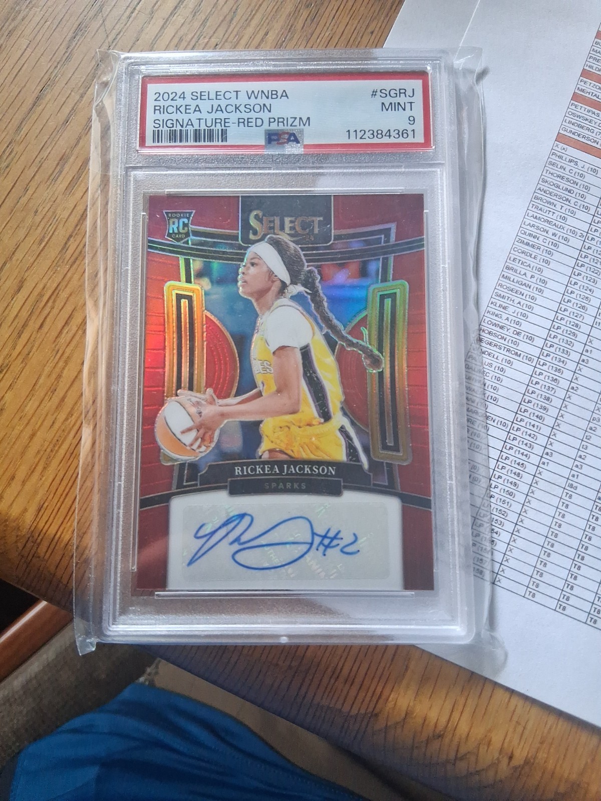 2024 RICKEA JACKSON PSA 9 AUTO PANINI SELECT WNBA SIGNATURE RED PRIZM RC  37/99  view 2
