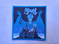 GHOST, SEW ON BLUE BORDER WOVEN PATCH