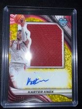 KARTER KNOX 2024-25 BOWMAN U BEST JUMBO PATCH YELLOW LAZER AUTO /75 Razorbacks