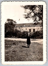 Vtg B&W Snapshot Edward Kern Confirmation Boy Suit Outdoor Building 1930s