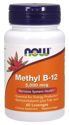 NOW Foods Methyl B-12 with Folic Acid, 5000mcg - 60 lozenges (540,00 EUR/kg)
