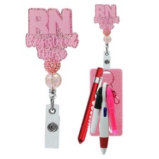 6 PCS Pink RN Retractable Badge Reel ID Accessories Set Nursing Student Nurses