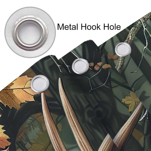 Camo Hunting Shower Curtain, Rustic Cabin Deer Forest Woodland Wildlife Showe... - Picture 6 of 6