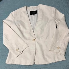 Banana Republic Womens White Linen Single Button Blazer XS Lined Summer Y2K
