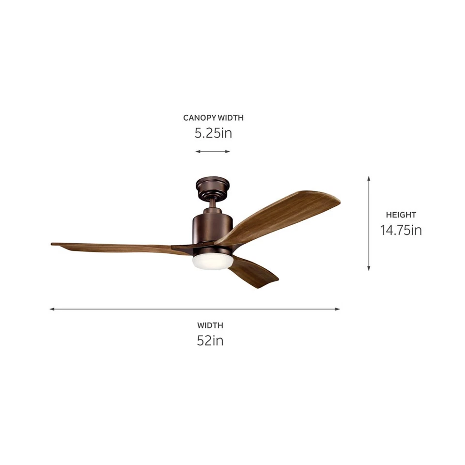 Kichler 300027 Ridley II 52" LED Indoor Ceiling Fan - Brass - Image 3 of 4