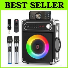 Karaoke Machine with Bass/Treble Adjustment and LED Lights