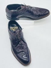 Stacy Adams Mens Dayton Burgundy Shoes Wing Tip Ostrich Print 00375-05 Sz 7.5 D