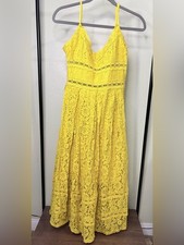 NSR Bright Yellow Lace Maxi Dress Size M