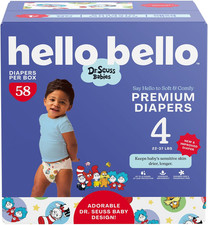 Hello Bello 58 Pack Premium Dr. Seuss Babies Unisex Size 4 Premium Diapers