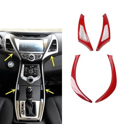 For Hyundai Elantra Avante 2012-2016 ABS Red Carbon Fiber Interior Door Stickers