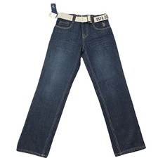 U.S. Polo Assn Slim Straight Leg Jeans Boys Size 10 With Belt Nwt Dark Wash