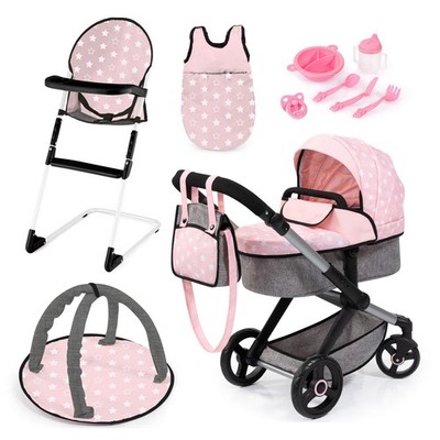 Bayer Design Kombi-Puppenwagen Xeo Deluxe Set Sterne rosa NEU