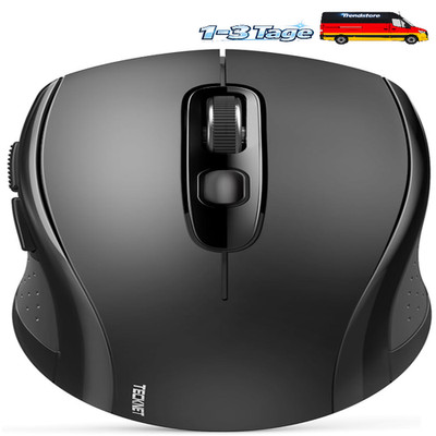 TECKNET Bluetooth Maus 4000 DPI Funkmaus Tri-Mode USB-Empfänger Schwarz
