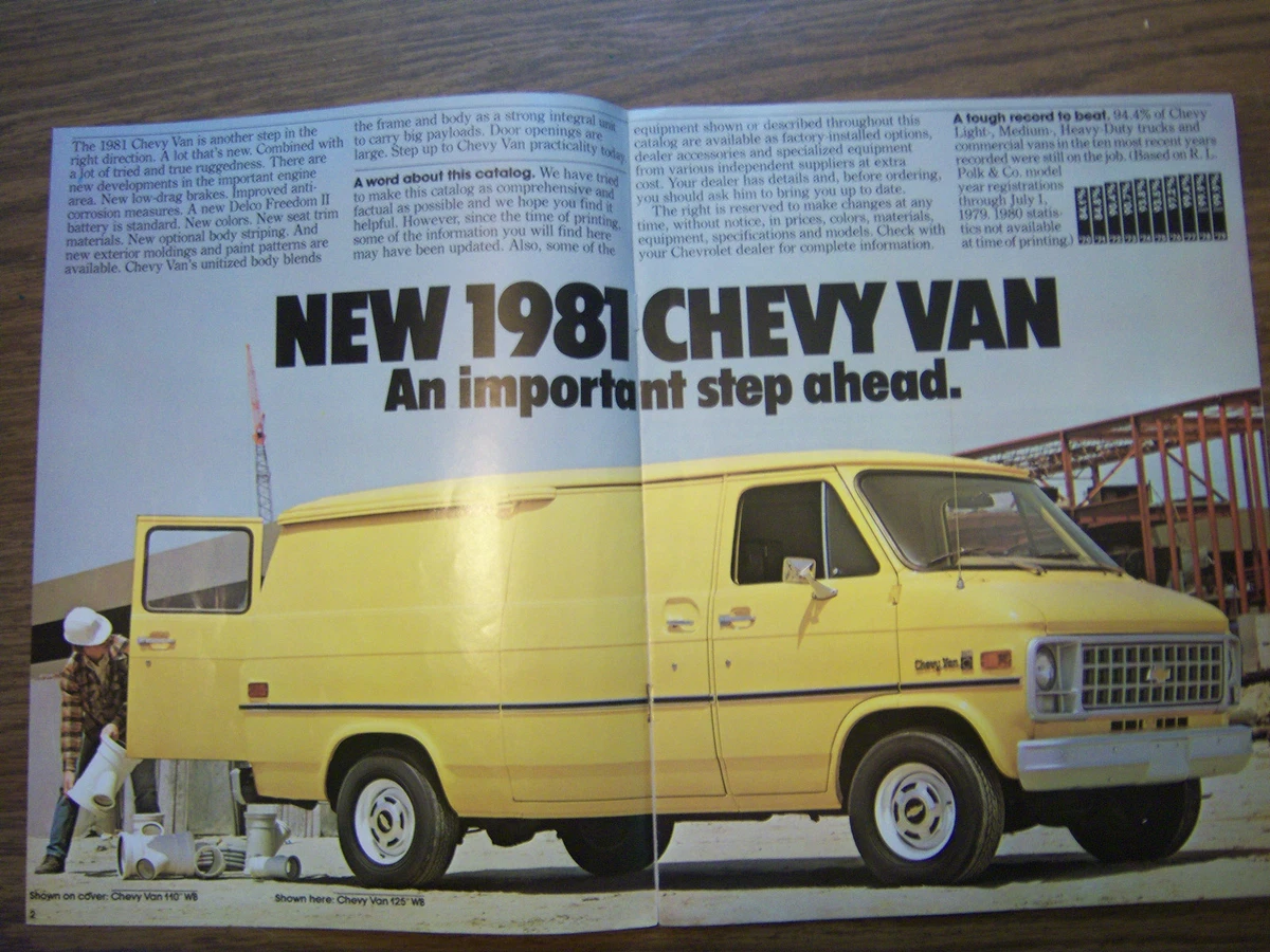 1981 CHEVY CHEVROLET VANS SALES BROCHURE G10 G20 G30 BEAUVILLE SPORTVAN 980