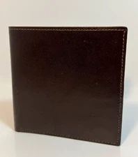 BOSCA Brown Leather Bifold Wallet w/ Photo Inserts