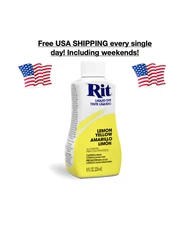 New Rit All Purpose Liquid Dye Lemon Yellow 8 oz Bottle Cotton Wool Nylon USA