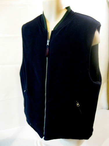 Mens CHAPS Ralph Lauren LG Reversible Navy Blue/ GreenPuffer Front Zip Vest - Picture 5 of 7