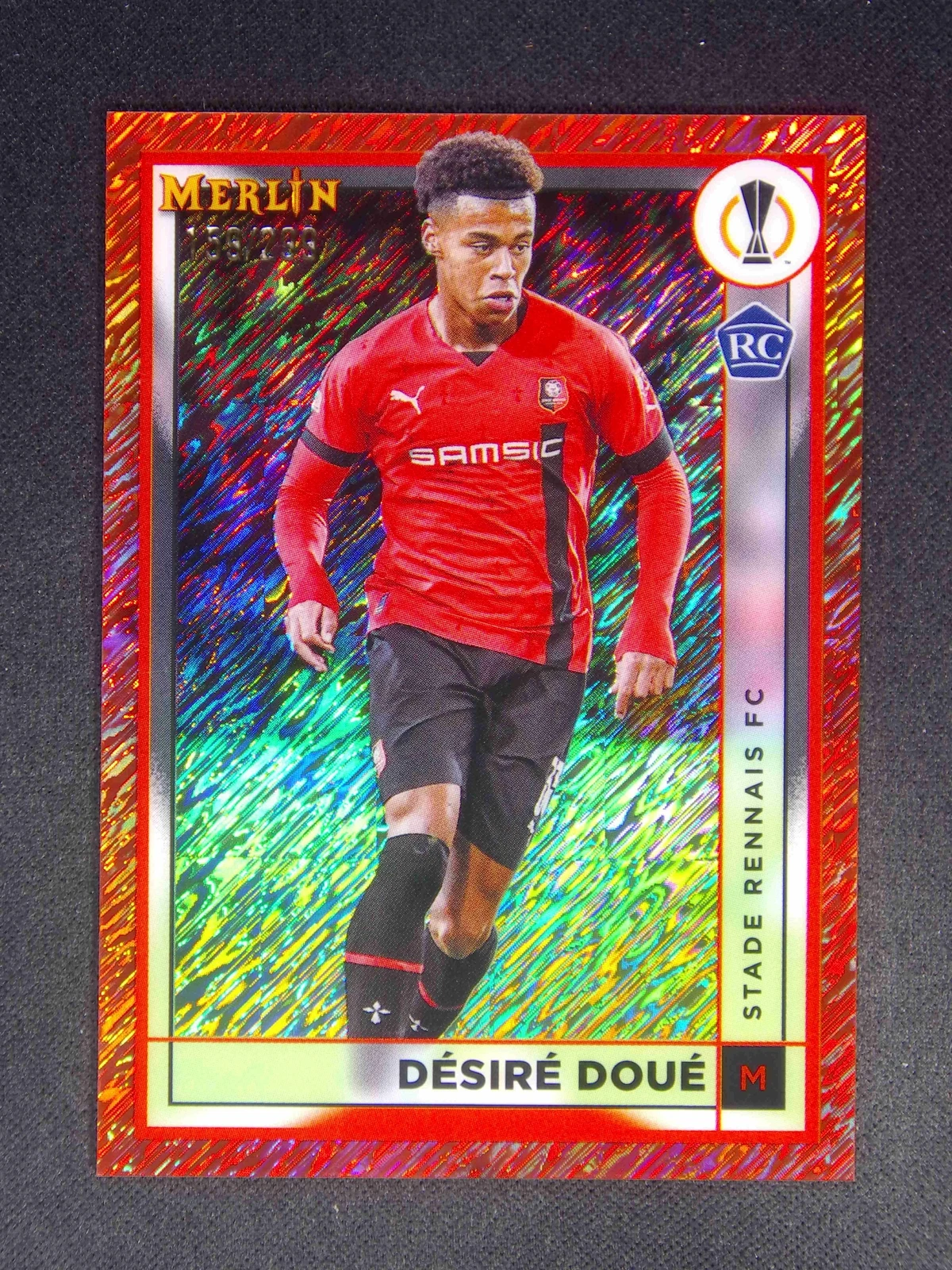 2022-23 Topps Merlin UEFA Desire Doue #133 RC Rose Gold Shimmer Refractor /299