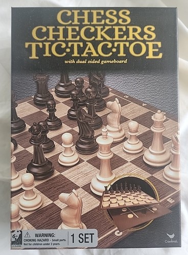 Juego de Mesa Traditions 3 en 1 Ajedrez, Damas, Tic Tac Toe Nuevo - Imagen 1 de 8
