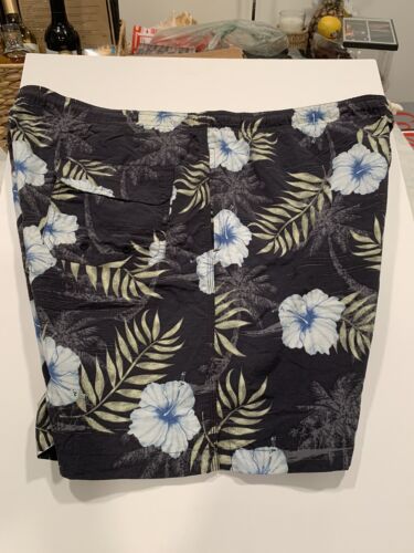 Breakwater Badehose Herren XL schwarz & blau Blumen Hawaii Mesh gefüttert Shorts - Bild 3 von 5