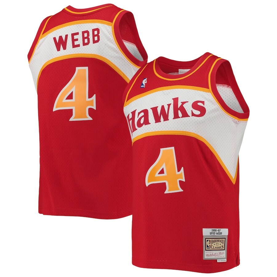 Atlanta Hawks Spud Webb #4 Mitchell & Ness Men's Red 1986/87