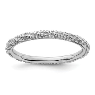 Massiver Sterlingsilber stapelbare Ausdrücke polierter strukturierter Ring