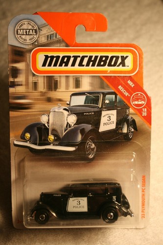 Matchbox '33 BLACK Plymouth PC Sedan Metro City Police vehicle MBX Rescue 18/20 - Picture 7 of 7