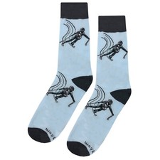 NWT Skiing Dress Socks Novelty Men 8-12 Blue Crazy Fun Sockfly