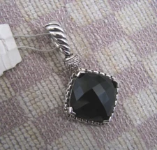 NEW DAVID YURMAN CUSHION ON POINT PENDANT WITH BLACK ONYX & DIAMONDS retail $950
