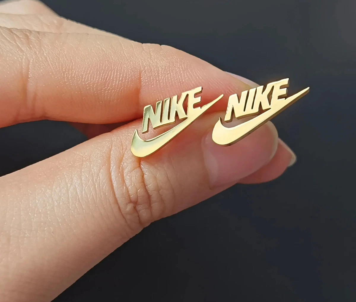 periódico preferir Conejo Nike Swoosh Gold - Plated Metal Stud Earrings, Pair, For Men or Women | eBay