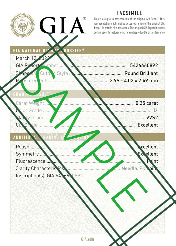 Loose natural Diamond Round GIA Certified cut 0.30 Carat I Color VS2 Clarity - Image 4 of 4