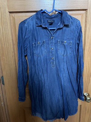Lucky Brand Jean Shirt Dress Chambray Long Sleeve Blue Denim Women's Size S  EUC | eBay