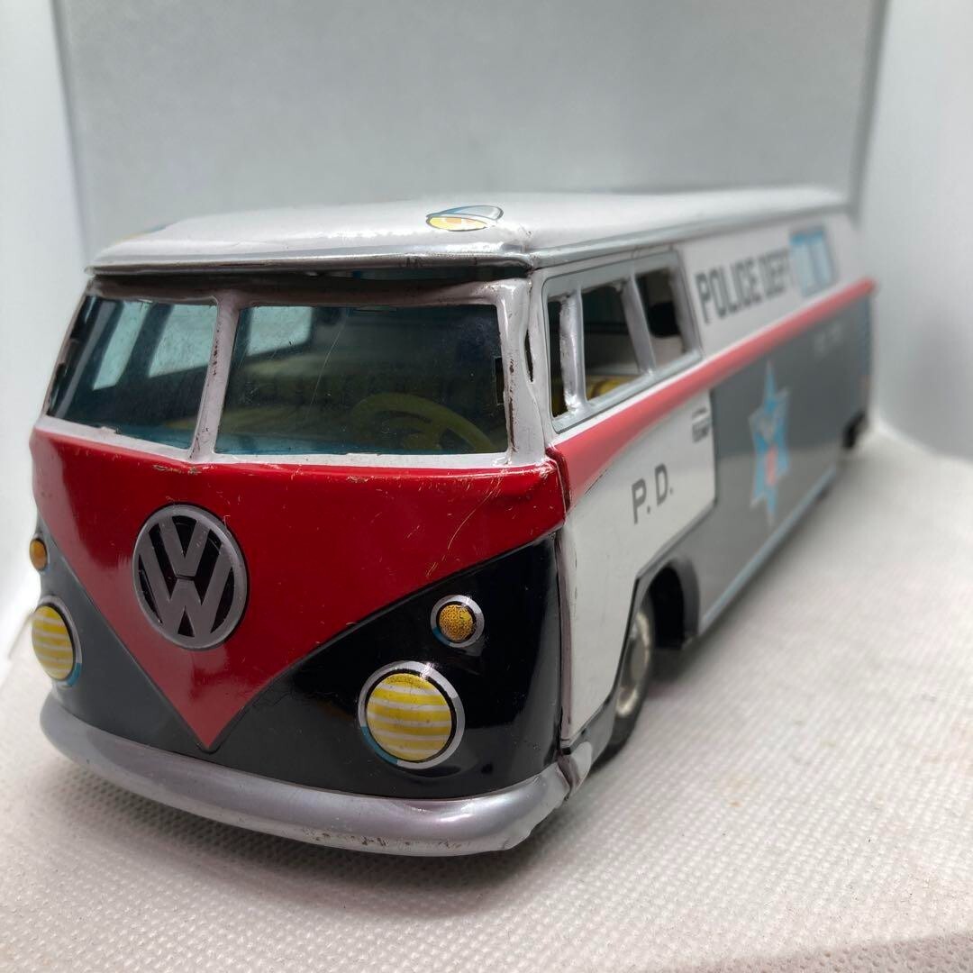 ミニカー Volkswagen Police Bus Volkswagen Bus Police Tin Car Retro VW POLICE showa retro