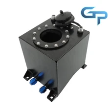 2.5 Gallon 10L Fuel Cell Tank with Cap and Level Sender Polished Aluminum Black