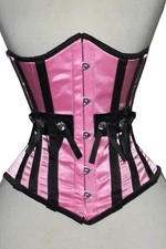 Pink Satin High Quality Stylish Under bust Lace-Up Fashion Corset in XS to 7XL