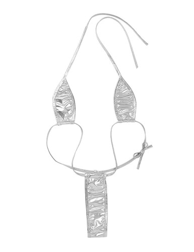 Costume da bagno donna sexy bikini metallizzato lucido monokini mini perizoma - Foto 38 di 93